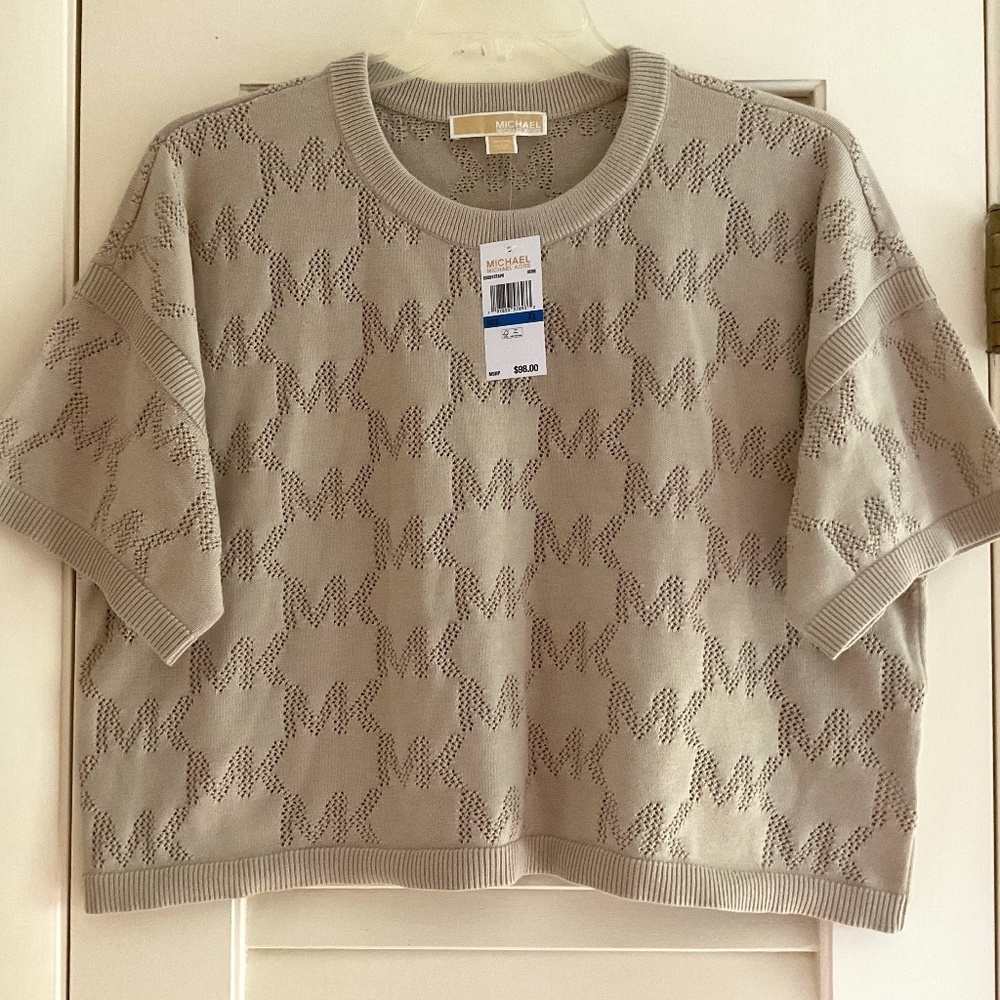 NWT MICHAEL KORS LOGO DESIGN KNEET DUNE WOMAN COTTON PULLOVER Size US XL